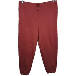 SKIMS‎ Classic Fleece Jogger Womens Burgundy Drawstring Sweatpants Lg Comfort